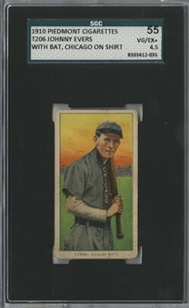 1909-11 T206 White Border Johnnny Evers, With Bat, Chicago On Shirt - SGC 55 VG/EX+ 4.5